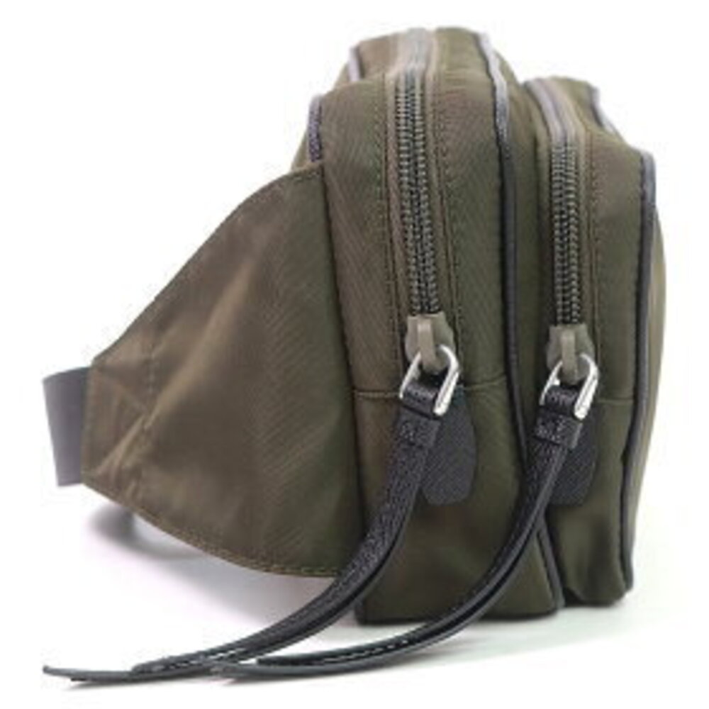 Prada Bag Mimetic Leather Khaki Saffiano Tessuto RE Green Triangle Belt BELTBAG - Picture 4 of 7
